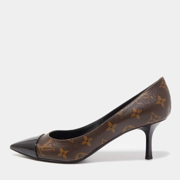 Louis Vuitton LV monogram canvas & patent leather Fetish pumps