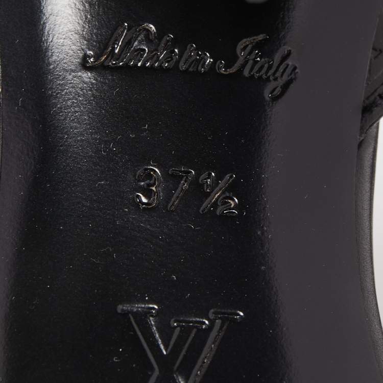 Pre Owned Louis Vuitton Black Leather and Monogram Canvas Silhouette Sandals Size 37.5