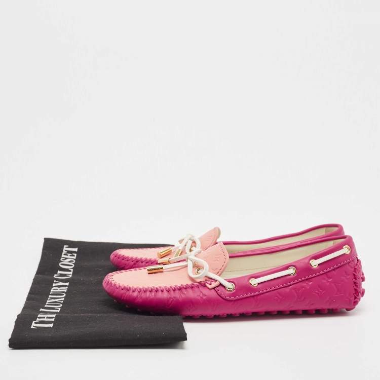 Pre Owned Louis Vuitton Purple Leather Gloria Loafers Size 35