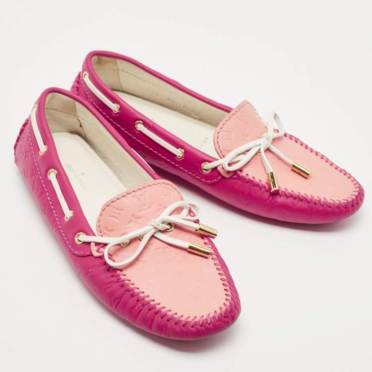 Pre Owned Louis Vuitton Purple Leather Gloria Loafers Size 35