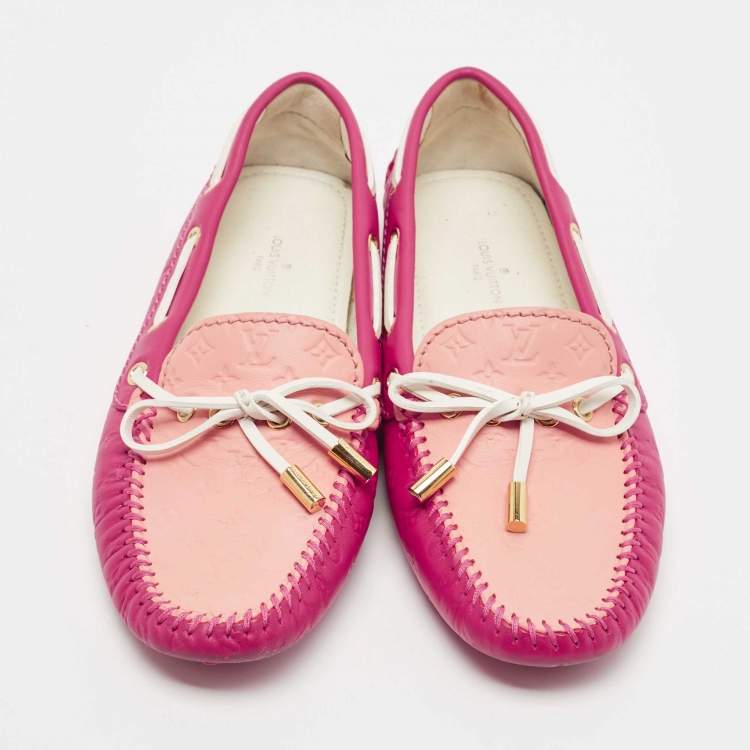 Pre Owned Louis Vuitton Purple Leather Gloria Loafers Size 35