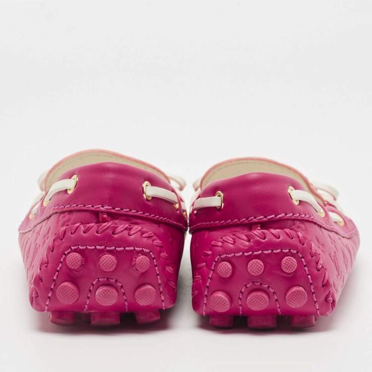 Pre Owned Louis Vuitton Purple Leather Gloria Loafers Size 35