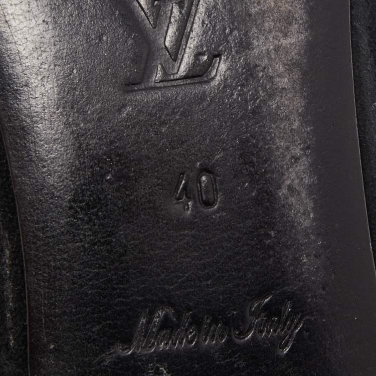 Pre Owned Louis Vuitton Black Suede and Patent Leather Elba Scrunch Ballet Flats Size 40