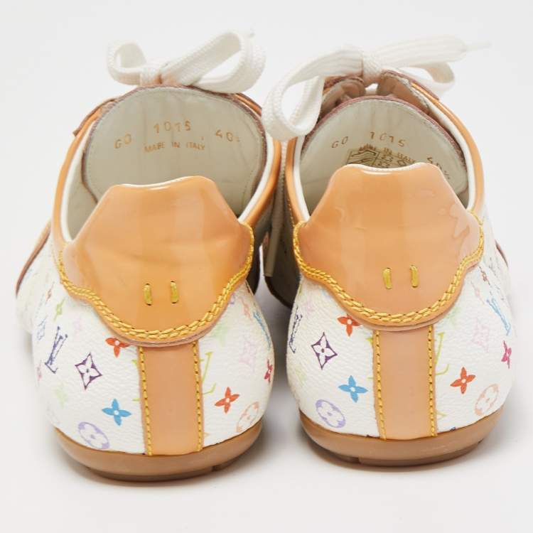 Pre Owned Louis Vuitton Multicolor Monogram Canvas And Patent Leather Low Top Sneakers Size 40.5