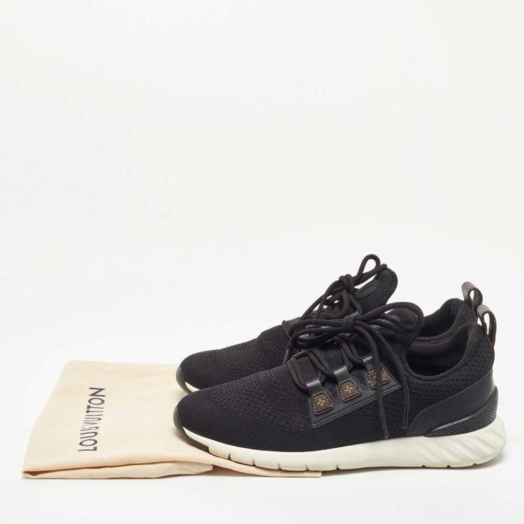 Pre Owned Louis Vuitton Black Knit Fabric and Leather Aftergame Sneakers Size 41