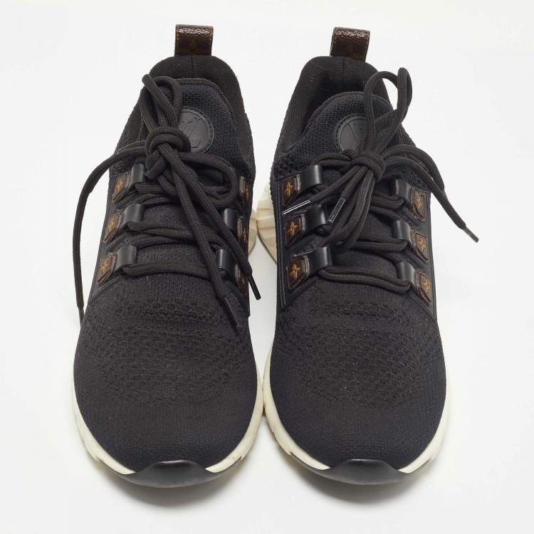 Pre Owned Louis Vuitton Black Knit Fabric and Leather Aftergame Sneakers Size 41