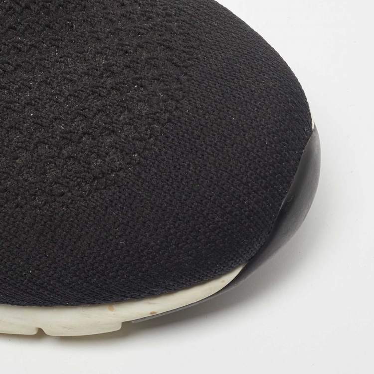 Pre Owned Louis Vuitton Black Knit Fabric and Leather Aftergame Sneakers Size 41