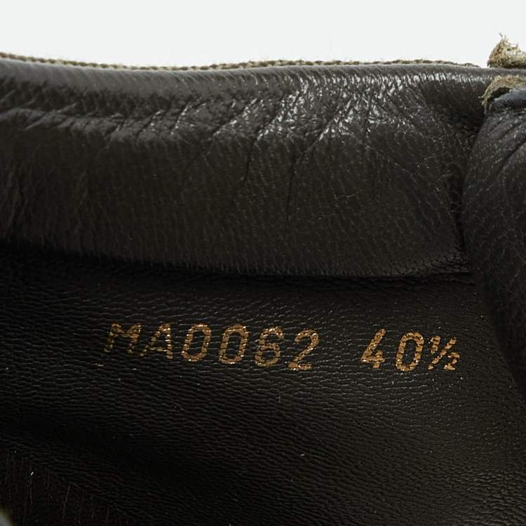Pre Owned Louis Vuitton Army Green Leather and Monogram Canvas Mini Lin Sneakers Size 40.5