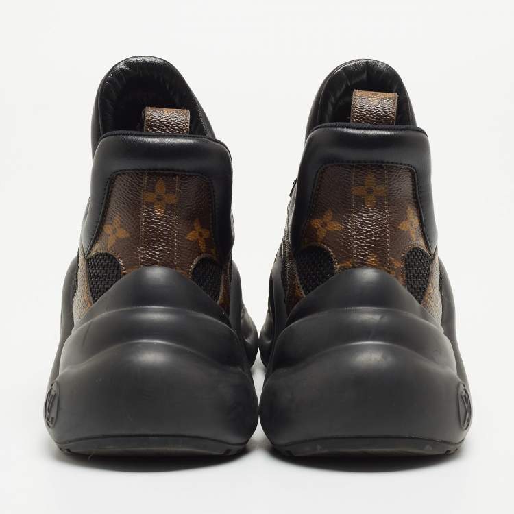 Pre Owned Louis Vuitton Brown Monogram Canvas and Fabric Archlight Sneakers Size 40