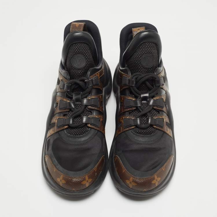 Pre Owned Louis Vuitton Brown Monogram Canvas and Fabric Archlight Sneakers Size 40