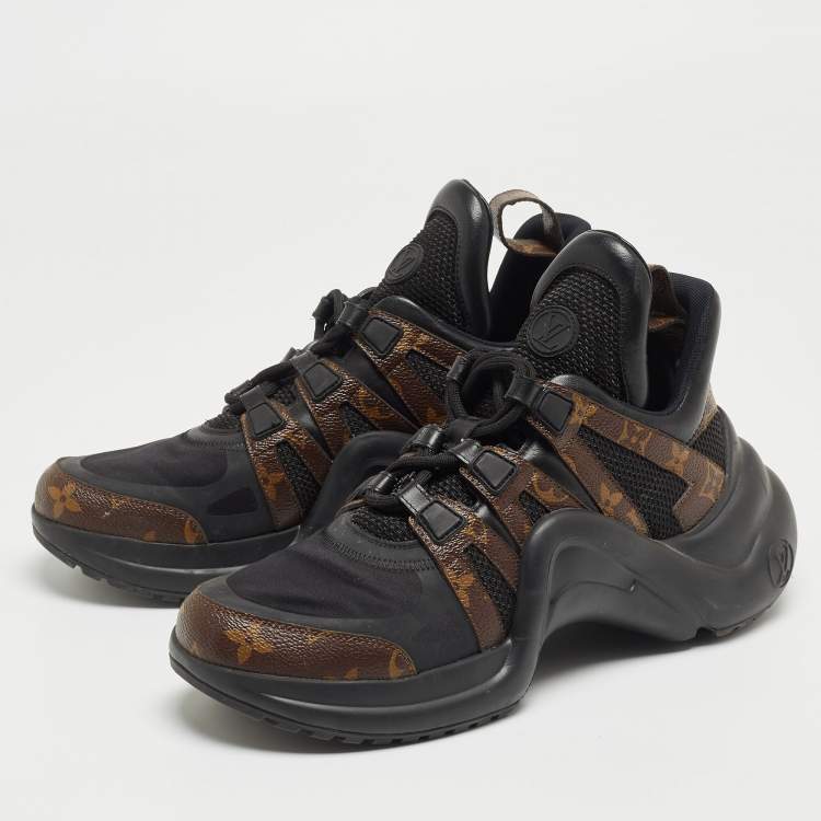Pre Owned Louis Vuitton Brown Monogram Canvas and Fabric Archlight Sneakers Size 40