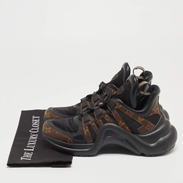 Pre Owned Louis Vuitton Brown Monogram Canvas and Fabric Archlight Sneakers Size 40