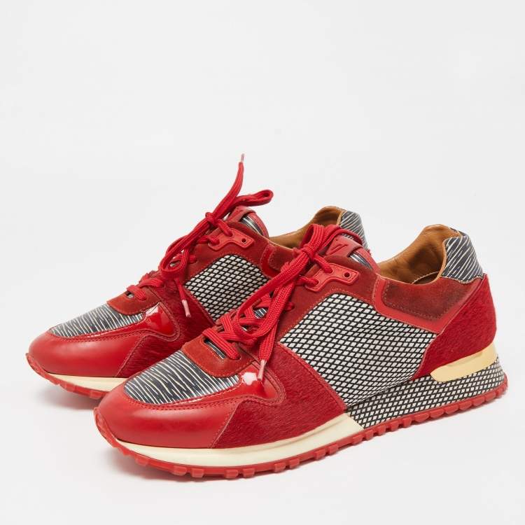 Louis Vuitton Red Suede Leather And Fabric Run Away Sneakers Size