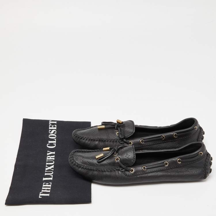 Pre Owned Louis Vuitton Black Leather Gloria Loafers Size 40