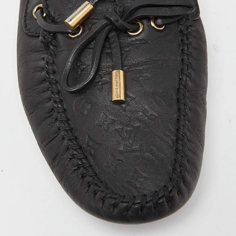 Pre Owned Louis Vuitton Black Leather Gloria Loafers Size 40