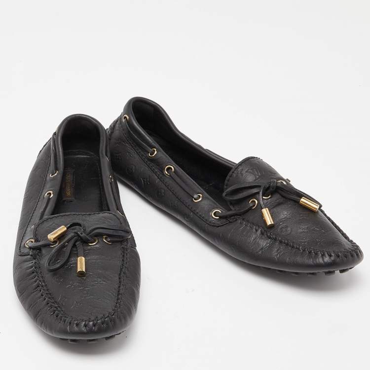 Pre Owned Louis Vuitton Black Leather Gloria Loafers Size 40