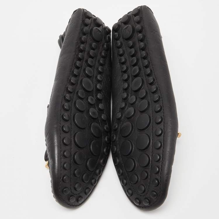 Pre Owned Louis Vuitton Black Leather Gloria Loafers Size 40