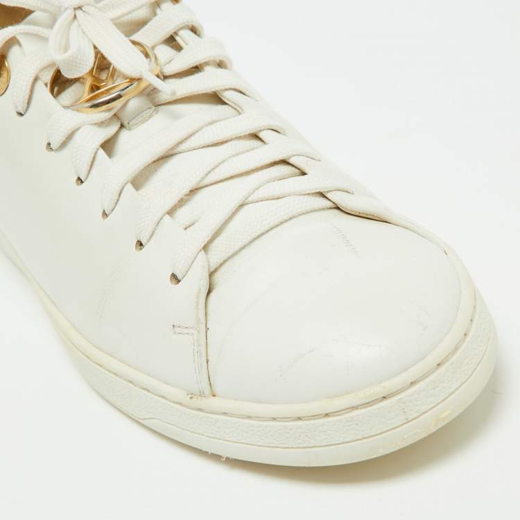 مملوكة مسبقًا Louis Vuitton White Leather Frontrow Sneakers Size 39