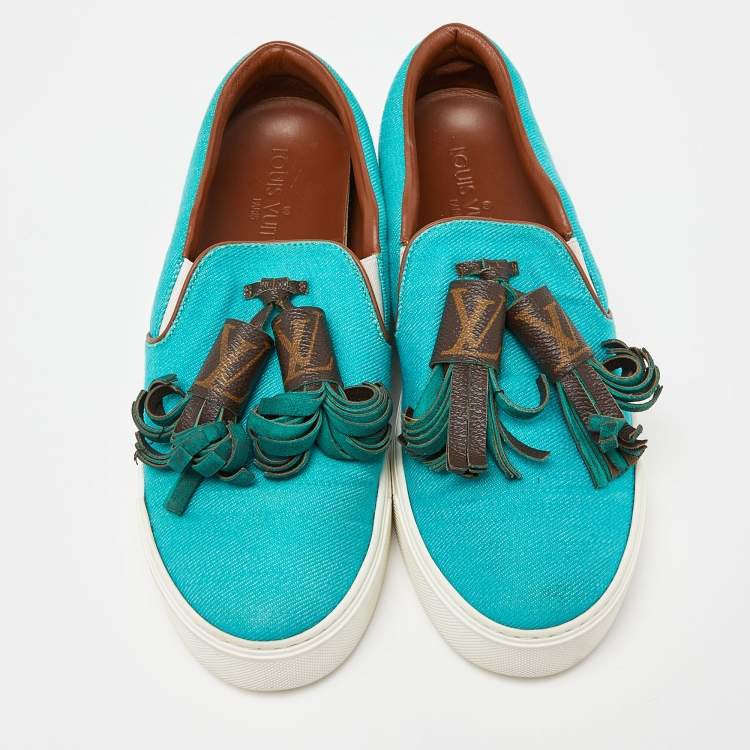 Pre Owned Louis Vuitton Green/Brown Monogram Canvas Destination Sneakers Size 37