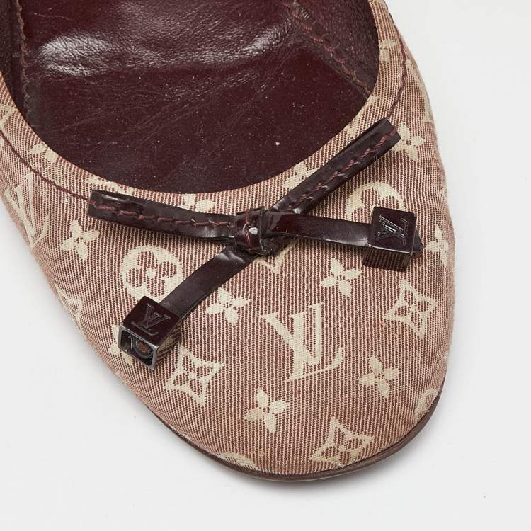 Pre Owned Louis Vuitton Pink Monogram Mini Lin Canvas Debbie Ballet Flats Size 40