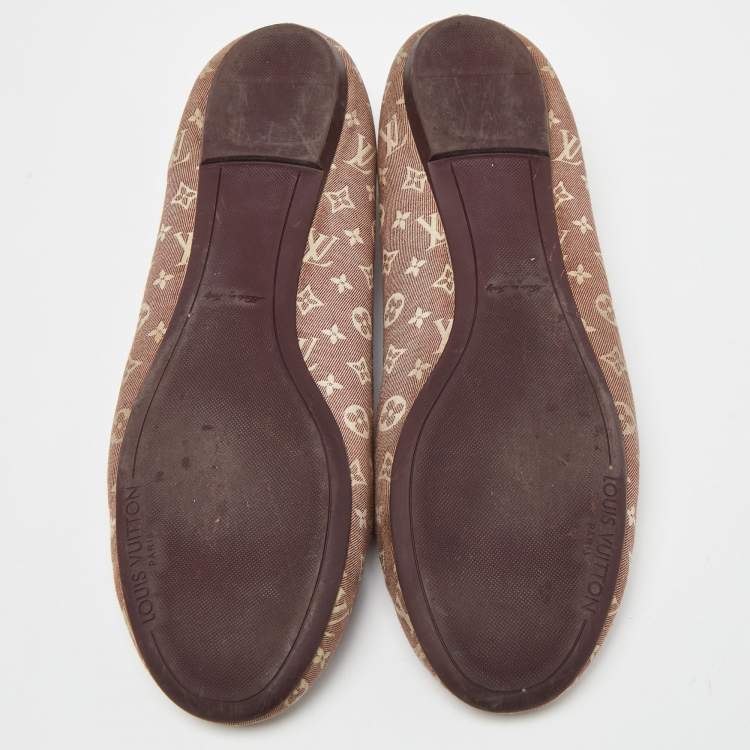 Pre Owned Louis Vuitton Pink Monogram Mini Lin Canvas Debbie Ballet Flats Size 40