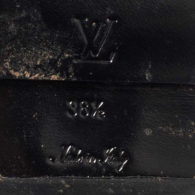Pre Owned Louis Vuitton Green/Black Canvas and Leather Midcalf Boots Size 38.5  