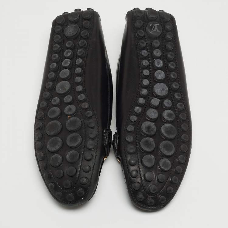 Pre Owned Louis Vuitton Black Leather Oxford Loafers Size 38.5