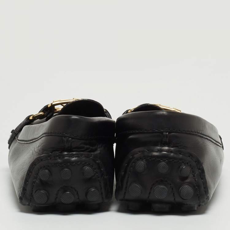 Pre Owned Louis Vuitton Black Leather Oxford Loafers Size 38.5