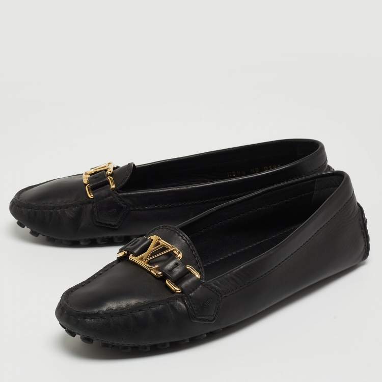 Louis Vuitton Black Patent Leather Oxford Loafers Size 38.5