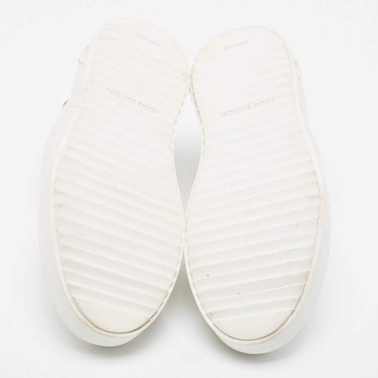 Pre Owned Louis Vuitton White Monogram Embossed Leather Time Out Sneakers Size 39