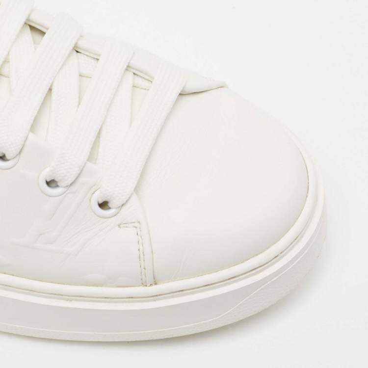 Pre Owned Louis Vuitton White Monogram Embossed Leather Time Out Sneakers Size 39