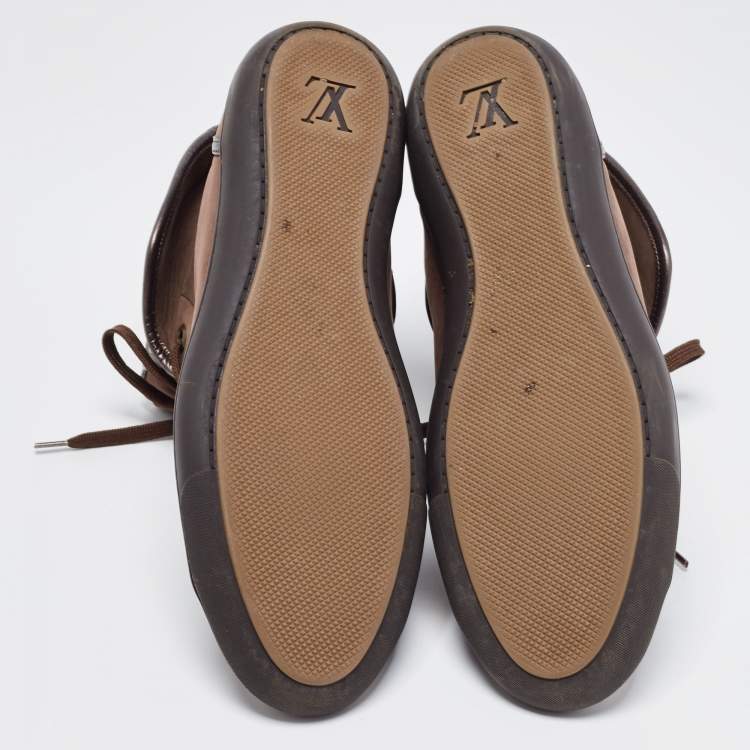 Pre Owned Louis Vuitton Brown Nubuck Leather and Monogram Canvas Brea Sneakers Size 39