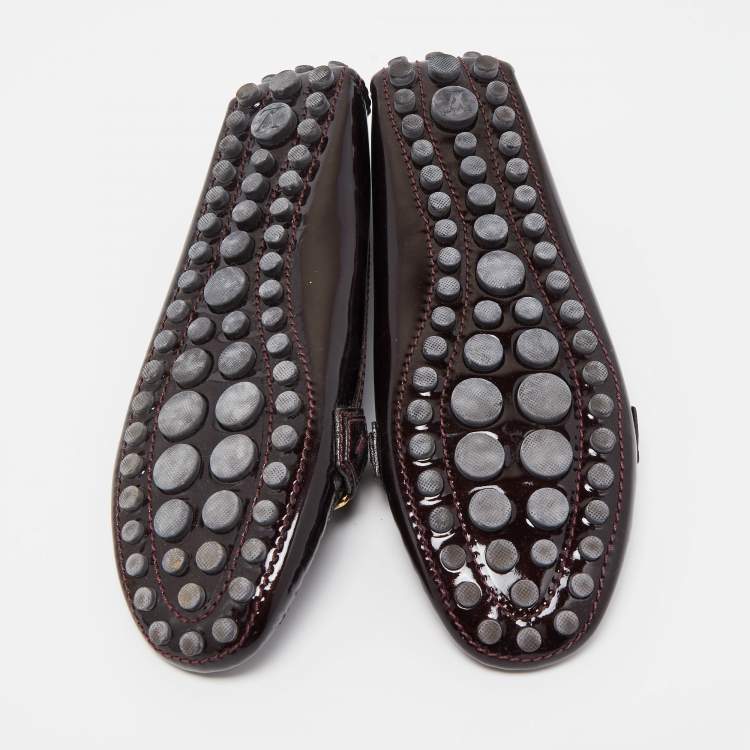 Pre Owned Louis Vuitton Burgundy Patent Oxford Ballet Flats Size 39