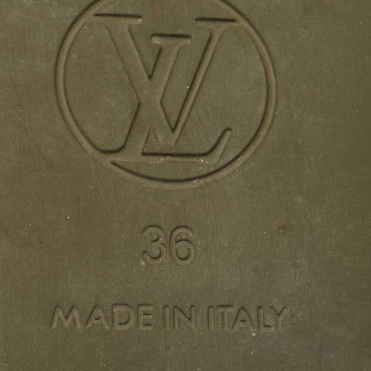 Pre Owned Louis Vuitton Green Monogram Rubber Sunbath Mules Size 36