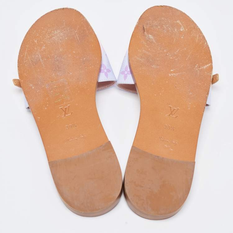 مملوكة مسبقًا Louis Vuitton Pink/Purple Canvas Flat Slides Size 38.5    