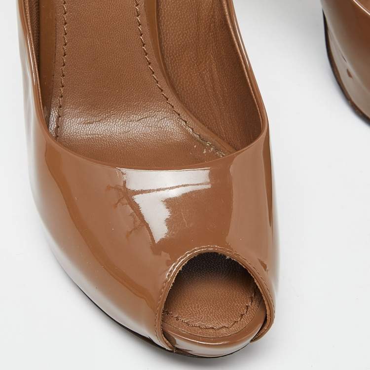 Pre Owned Louis Vuitton Brown Patent Leather Oh Really!  Pumps Size 37
