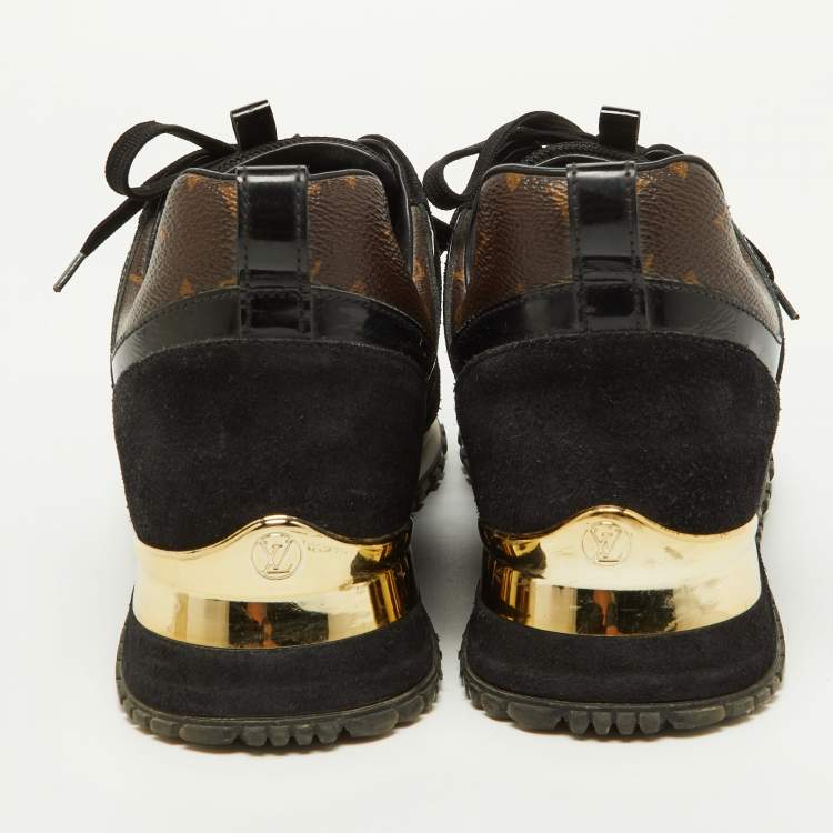 Pre Owned Louis Vuitton Brown/Black Monogram Canvas and Mesh Run Away Sneakers Size 39