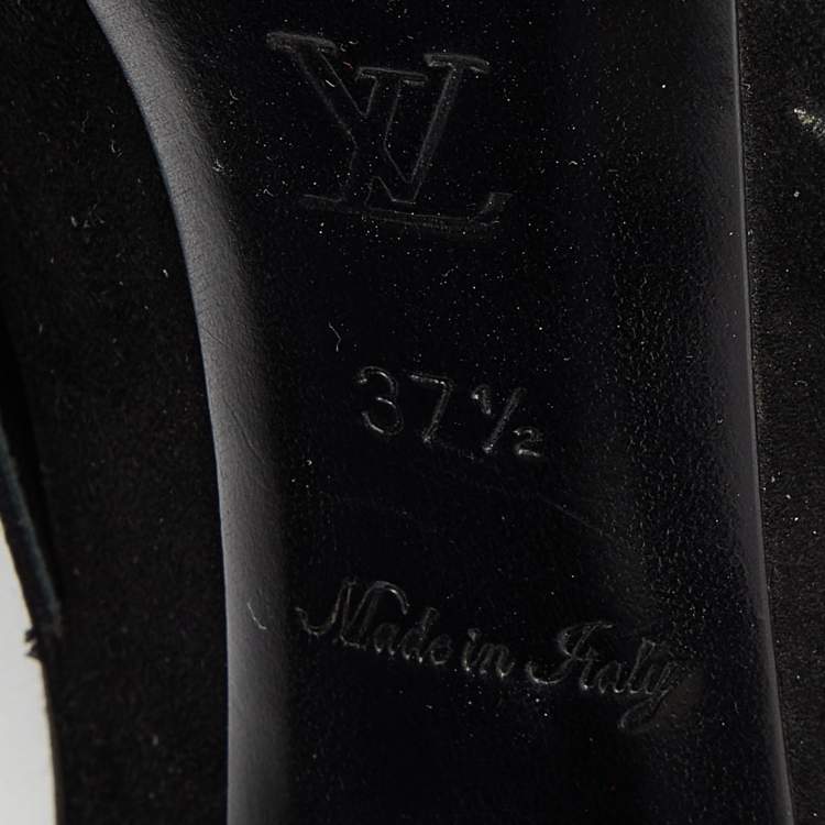 Pre Owned Louis Vuitton Black Suede Peep Toe Pumps Size 37.5