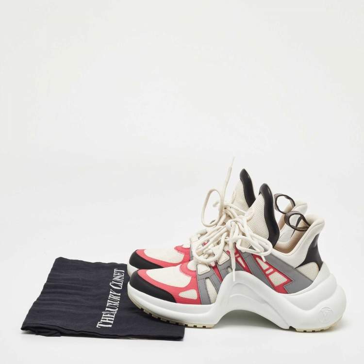 Pre Owned Louis Vuitton Multicolor Mesh and Leather Archlight Sneakers Size 38
