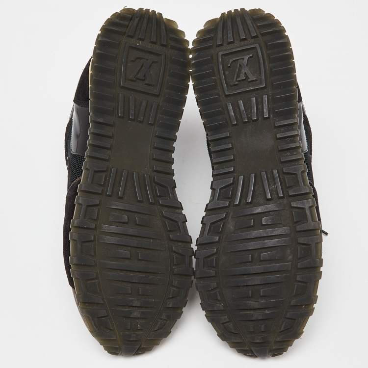 Pre Owned Louis Vuitton Brown/Black Monogram Canvas,Mesh and Leather Run Away Sneakers Size 38
