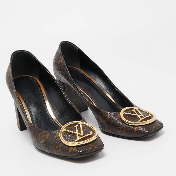 Pre Owned Louis Vuitton Brown Coated Canvas Madeleine Pumps Size 40