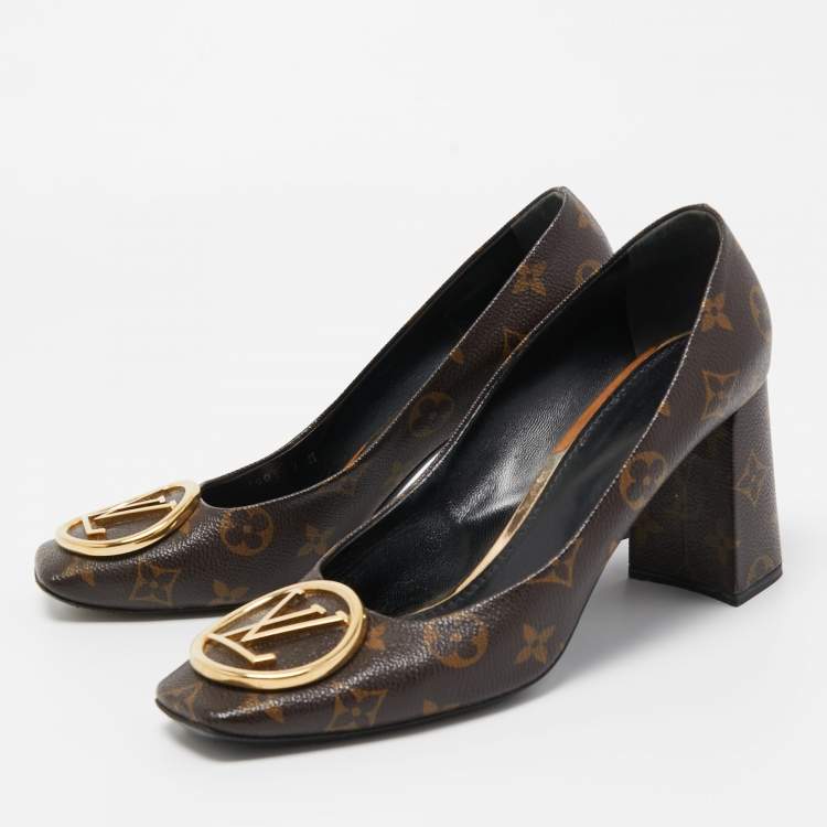 Pre Owned Louis Vuitton Brown Coated Canvas Madeleine Pumps Size 40
