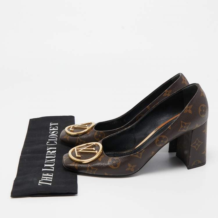 Pre Owned Louis Vuitton Brown Coated Canvas Madeleine Pumps Size 40