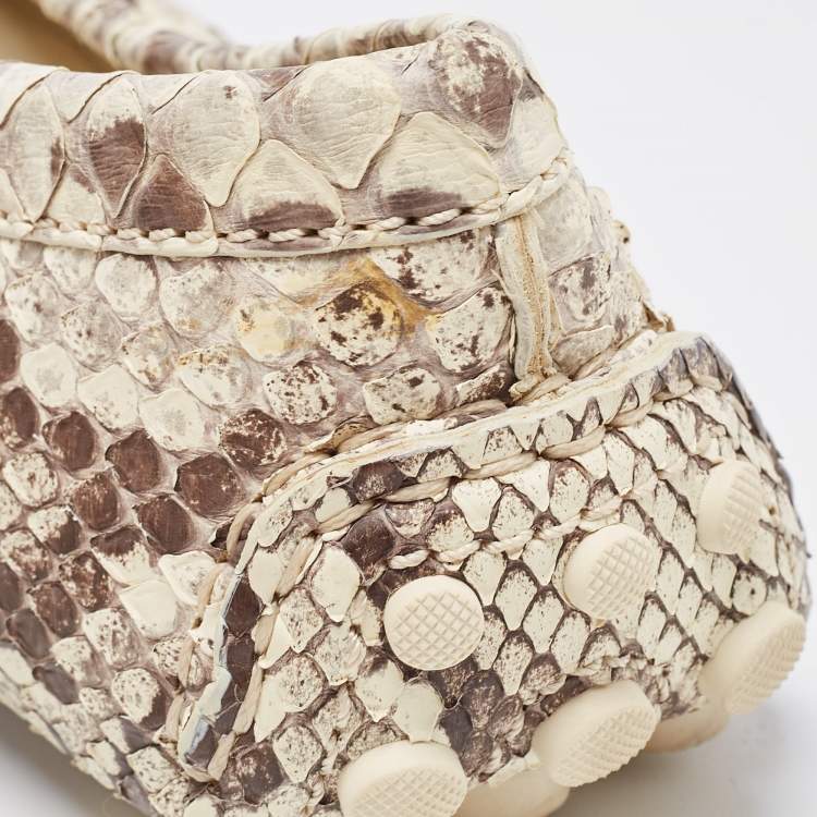 Pre Owned Louis Vuitton Brown/Beige Python Monte Carlo Loafers Size 39.5