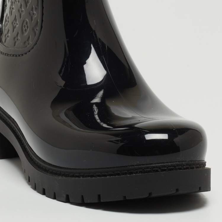 Pre Owned Louis Vuitton Black Monogram Rubber Splash Rain Boots Size 40