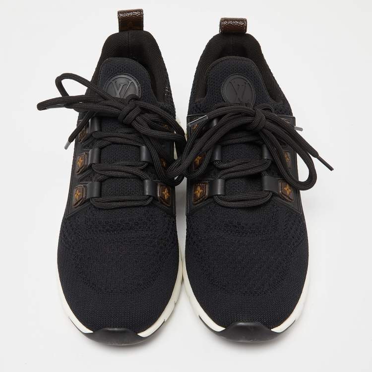 Pre Owned Louis Vuitton Black Knit Fabric and Coated Canvas Aftergame Sneakers Size 37.5