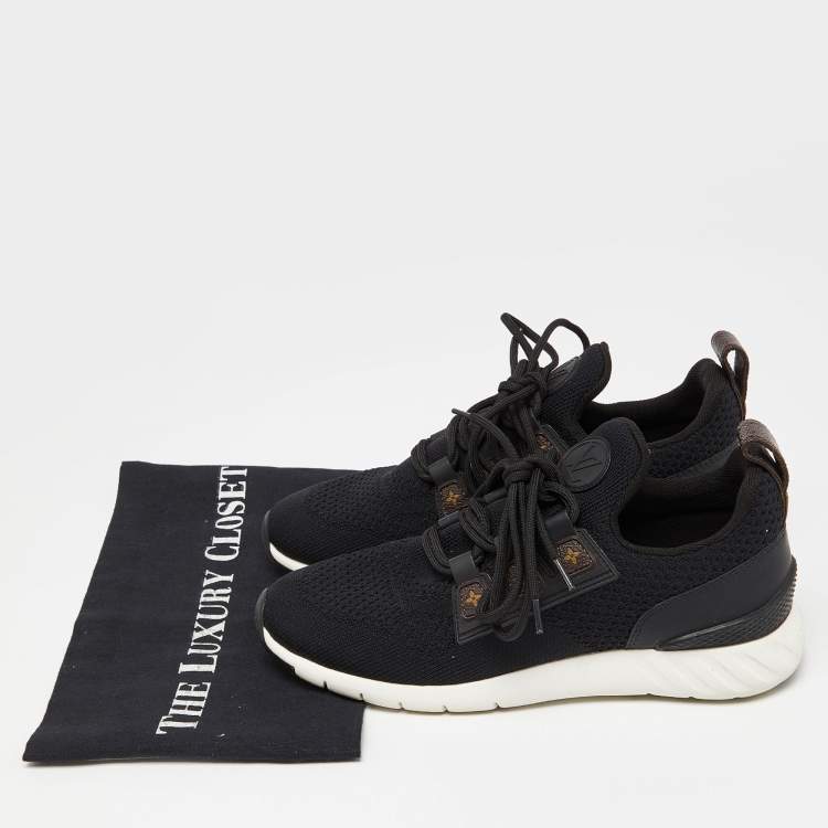 Pre Owned Louis Vuitton Black Knit Fabric and Coated Canvas Aftergame Sneakers Size 37.5