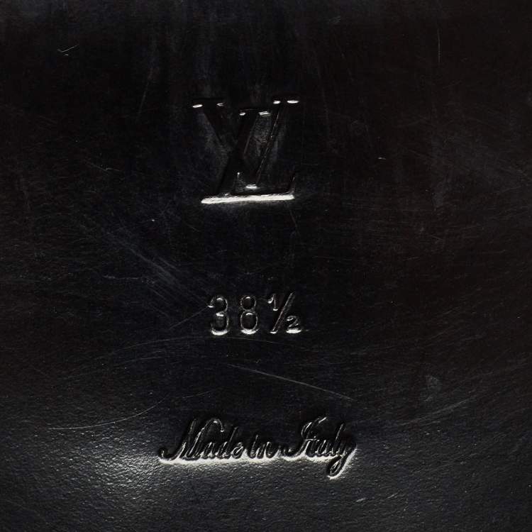 Pre Owned Louis Vuitton Brown/Black Monogram Canvas and Leather Loafers Size 38.5