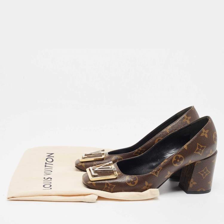 Pre Owned Louis Vuitton Brown Monogram Canvas Madeleine Pumps Size 37