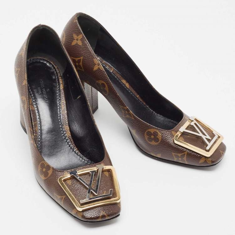 Pre Owned Louis Vuitton Brown Monogram Canvas Madeleine Pumps Size 37